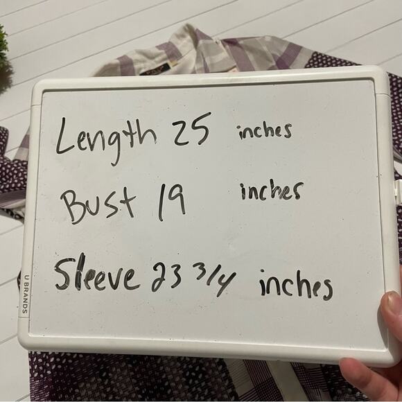 FYLO London Maroon White Plaid Chiffon Sheer‎ Button Front Top Blouse Small - Picture 7 of 7